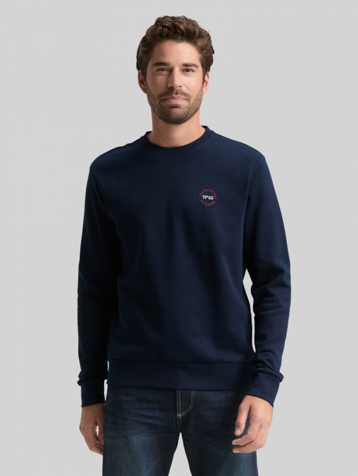 Tom Tailor Sweatshirt mit Logo-Print - Sky Captain Blue Tom Tailor Sweatshirt mit Logo-Print - Sky Captain Blue