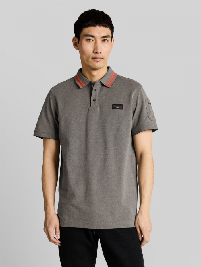 Tom Tailor Poloshirt mit Ärmeltasche - Olive Green Grey Two Tone Tom Tailor Poloshirt mit Ärmeltasche - Olive Green Grey Two Tone