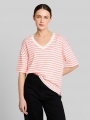 Tom Tailor Oversize T-Shirt mit Streifenmuster - White Coral Irregular Stripe Tom Tailor Oversize T-Shirt mit Streifenmuster - White Coral Irregular Stripe