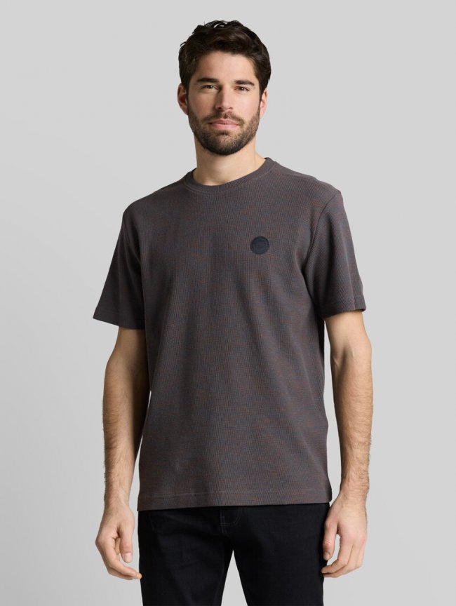 Tom Tailor T-Shirt mit Waffelstruktur - Grey Orange Waffle Inject Tom Tailor T-Shirt mit Waffelstruktur - Grey Orange Waffle Inject