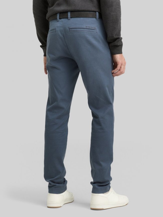 Tom Tailor TTTRAVIS SLIM Chino Hose mit Gürtel - Teal Grey Zig Zag Structure Tom Tailor TTTRAVIS SLIM Chino Hose mit Gürtel - Teal Grey Zig Zag Structure
