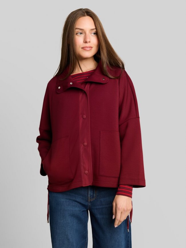 Tom Tailor Boxy Fit Scuba Sweatjacke mit Taschen - Preppy Plum Tom Tailor Boxy Fit Scuba Sweatjacke mit Taschen - Preppy Plum