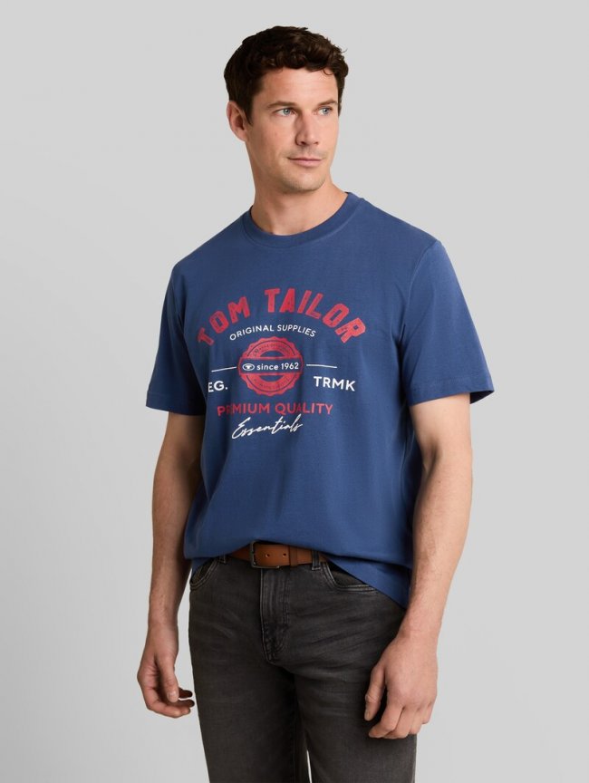 Tom Tailor T-Shirt mit Logo-Print - Dark Duck Blue Tom Tailor T-Shirt mit Logo-Print - Dark Duck Blue