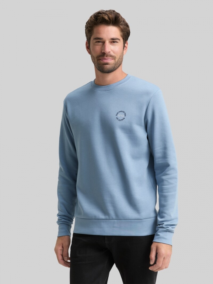 Tom Tailor Sweatshirt mit Logo-Print - Faded Denim Blue Tom Tailor Sweatshirt mit Logo-Print - Faded Denim Blue
