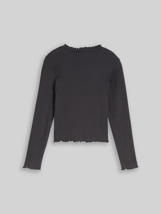 Tom Tailor Cropped Shirt mit Rippstruktur - Coal Grey Tom Tailor Cropped Shirt mit Rippstruktur - Coal Grey