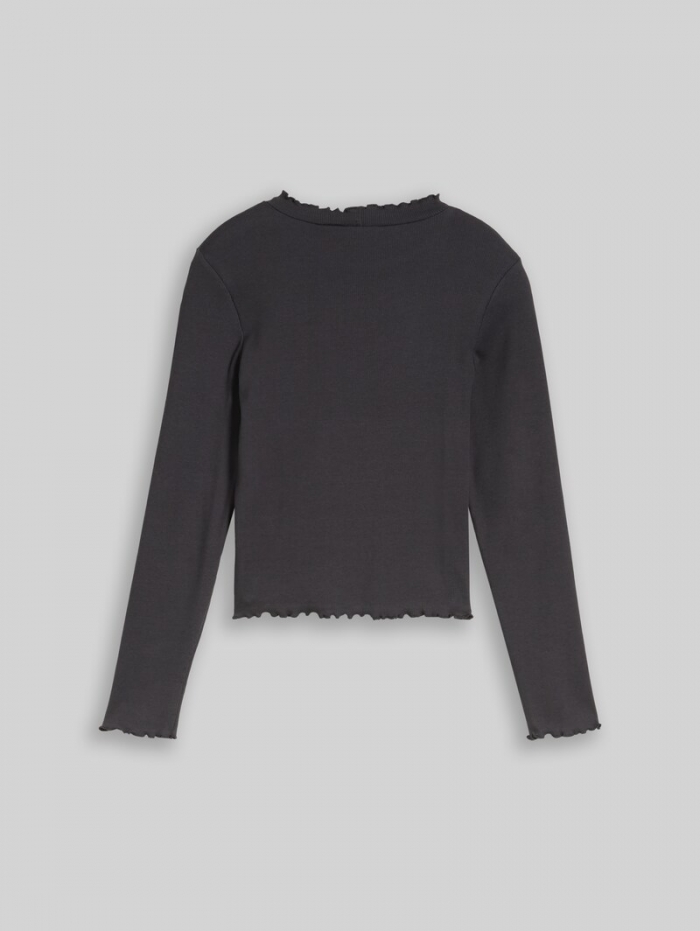 Tom Tailor Cropped Shirt mit Rippstruktur - Coal Grey Tom Tailor Cropped Shirt mit Rippstruktur - Coal Grey