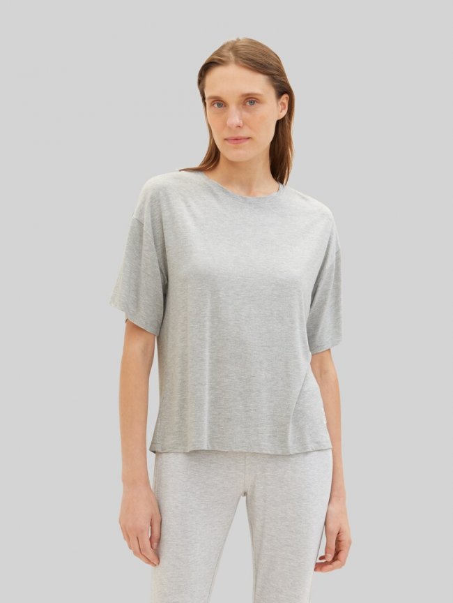 Tom Tailor Loungewear T-Shirt in Melange Optik - Grey-medium-melange Tom Tailor Loungewear T-Shirt in Melange Optik - Grey-medium-melange