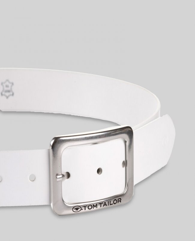 Tom Tailor TTEVE Ledergürtel mit abgerundeter Dornschließe - White Uni Tom Tailor TTEVE Ledergürtel mit abgerundeter Dornschließe - White Uni