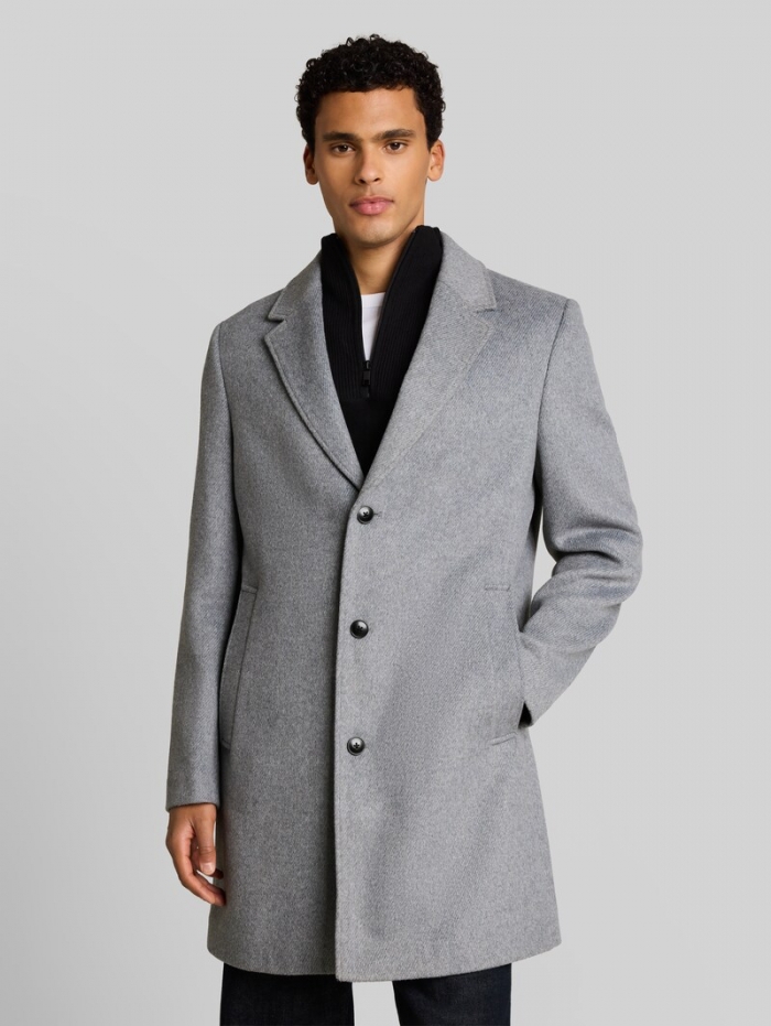 Tom Tailor Relaxed Fit Wollmantel mit Reverskragen - Light Grey Melange Twill Tom Tailor Relaxed Fit Wollmantel mit Reverskragen - Light Grey Melange Twill