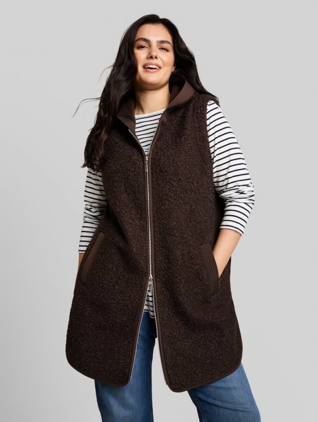 Tom Tailor Plus Size - Longstyle Teddy Weste - Java Dark Brown Tom Tailor Plus Size - Longstyle Teddy Weste - Java Dark Brown