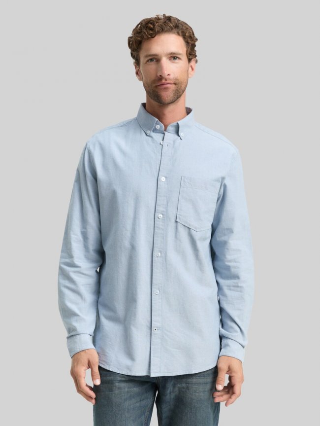 Tom Tailor Regular Fit Hemd mit Brusttasche - Light Blue White Chambray Tom Tailor Regular Fit Hemd mit Brusttasche - Light Blue White Chambray