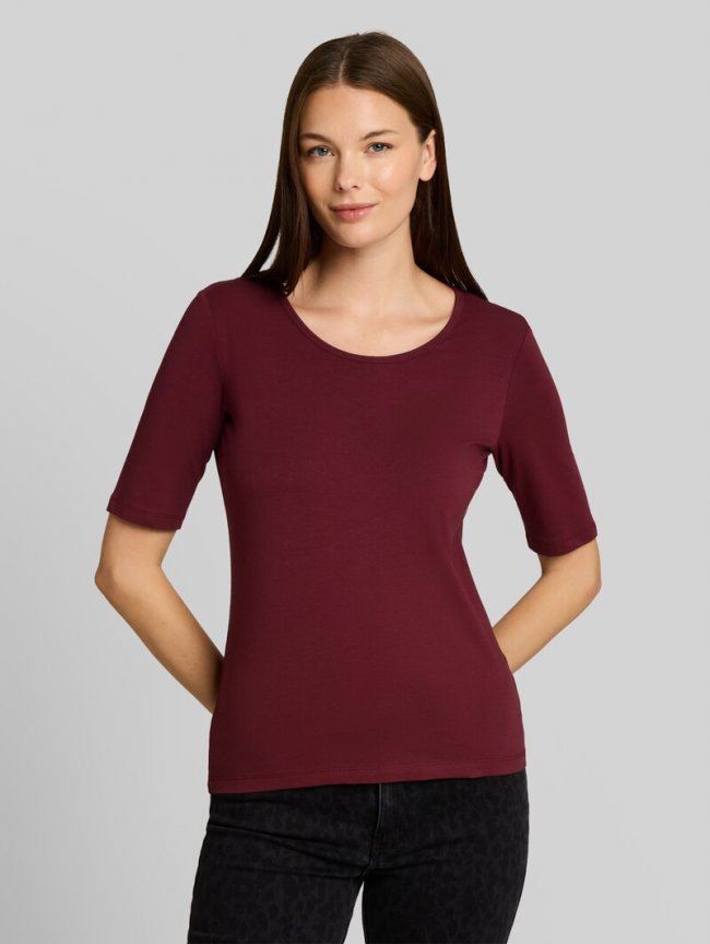Tom Tailor Basic T-Shirt mit Rundhalsausschnitt - Preppy Plum Tom Tailor Basic T-Shirt mit Rundhalsausschnitt - Preppy Plum