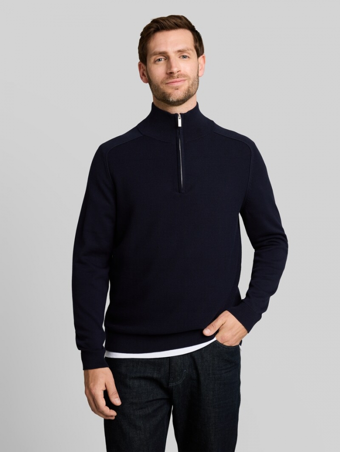 Tom Tailor Troyer Strickpullover aus Baumwolle - Sky Captain Blue Tom Tailor Troyer Strickpullover aus Baumwolle - Sky Captain Blue