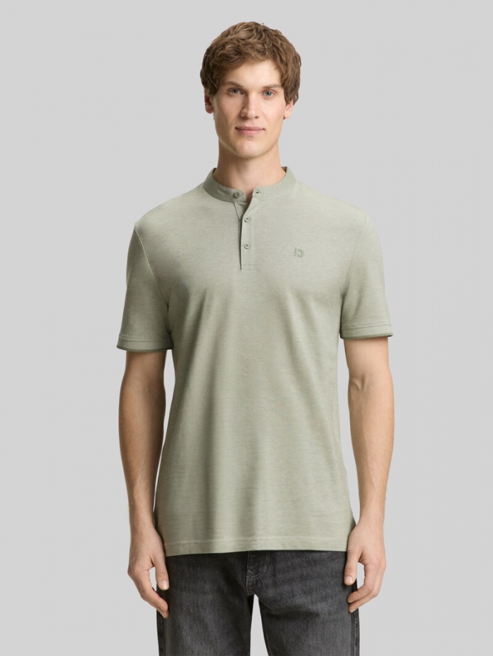 Tom Tailor Piqué Poloshirt mit Stehkragen - Mint Sea Spray Two Tone Pique Tom Tailor Piqué Poloshirt mit Stehkragen - Mint Sea Spray Two Tone Pique