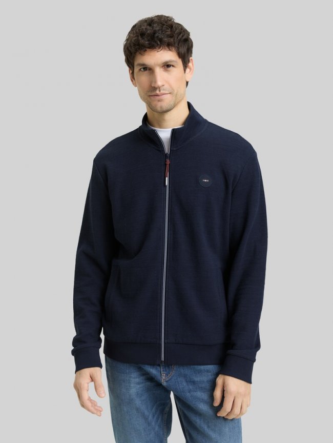 Tom Tailor Sweatjacke mit Logo-Badge - Sky Captain Blue Tom Tailor Sweatjacke mit Logo-Badge - Sky Captain Blue