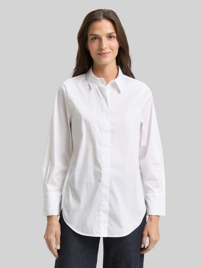 Tom Tailor Loose Fit Bluse mit Strasssteinen - Stones On Solid Tom Tailor Loose Fit Bluse mit Strasssteinen - Stones On Solid