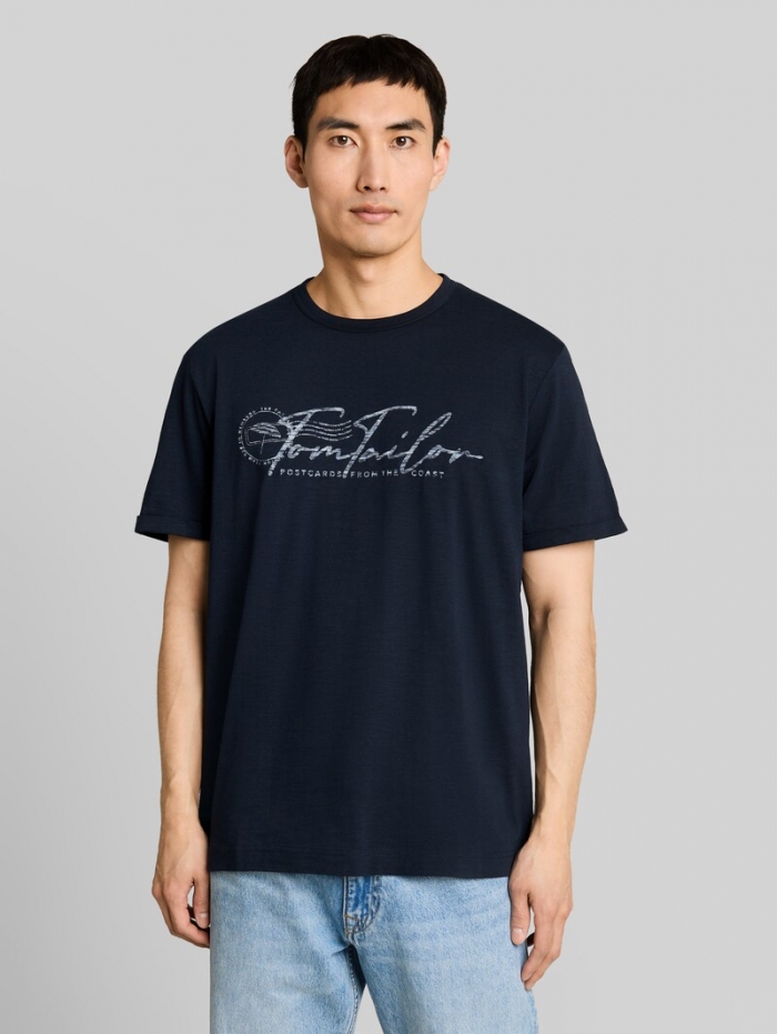 Tom Tailor T-Shirt mit Logo-Print - Sky Captain Blue