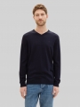 Tom Tailor Strickpullover mit V-Ausschnitt - Knitted Navy Melange Tom Tailor Strickpullover mit V-Ausschnitt - Knitted Navy Melange