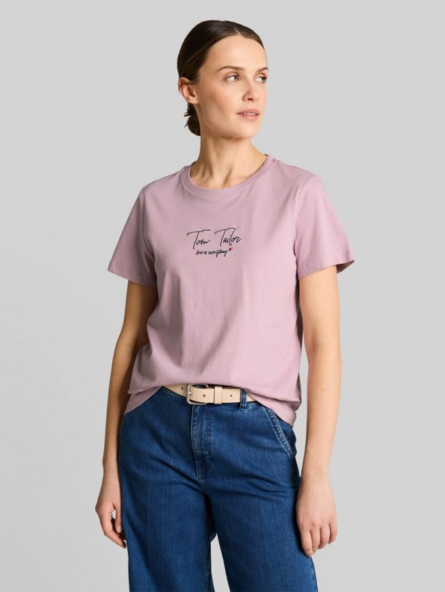 Tom Tailor T-Shirt mit Logo-Print - Light Elderberry Tom Tailor T-Shirt mit Logo-Print - Light Elderberry
