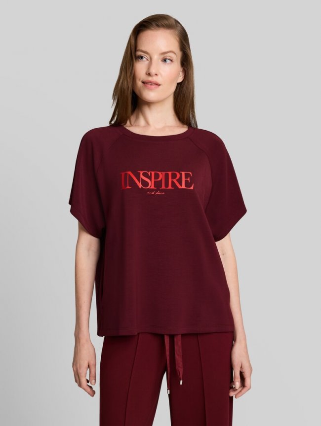 Tom Tailor Scuba T-Shirt mit Schriftzug - Preppy Plum Tom Tailor Scuba T-Shirt mit Schriftzug - Preppy Plum