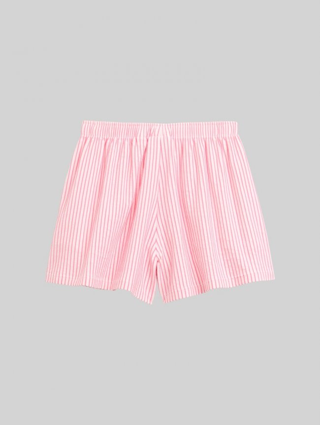 Tom Tailor Shorts mit Streifenmuster - Off White Neon Pink Stripe Tom Tailor Shorts mit Streifenmuster - Off White Neon Pink Stripe