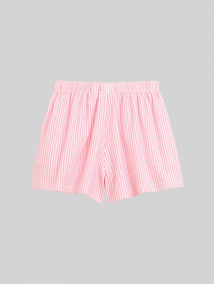 Tom Tailor Shorts mit Streifenmuster - Off White Neon Pink Stripe Tom Tailor Shorts mit Streifenmuster - Off White Neon Pink Stripe