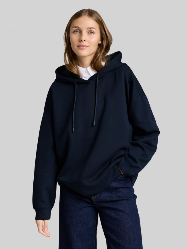 Tom Tailor Relaxed Fit Hoodie Sweatshirt aus Scuba - Sky Captain Blue Tom Tailor Relaxed Fit Hoodie Sweatshirt aus Scuba - Sky Captain Blue