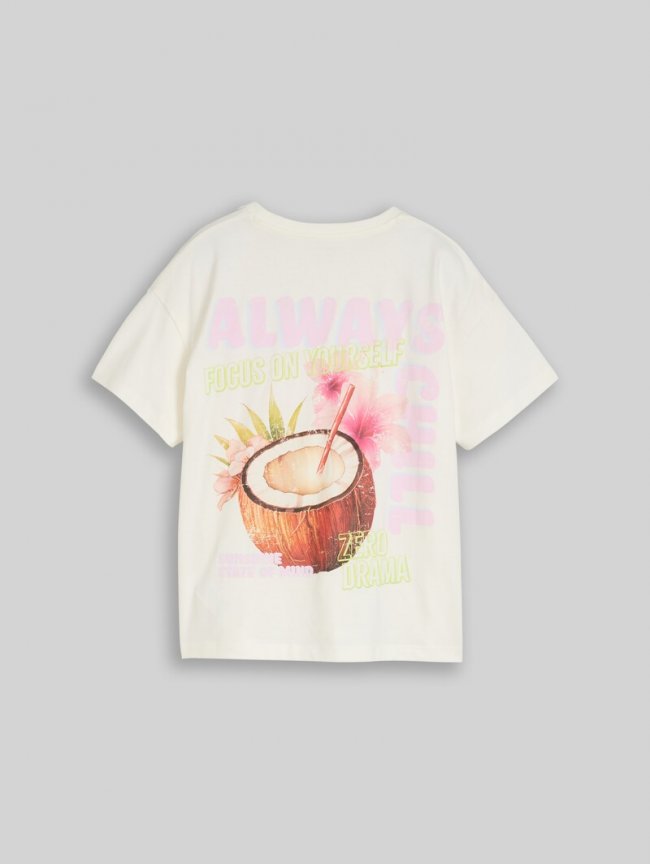 Tom Tailor Oversize T-Shirt mit Rückenprint - Whisper White Tom Tailor Oversize T-Shirt mit Rückenprint - Whisper White