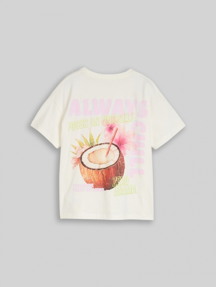 Tom Tailor Oversize T-Shirt mit Rückenprint - Whisper White Tom Tailor Oversize T-Shirt mit Rückenprint - Whisper White