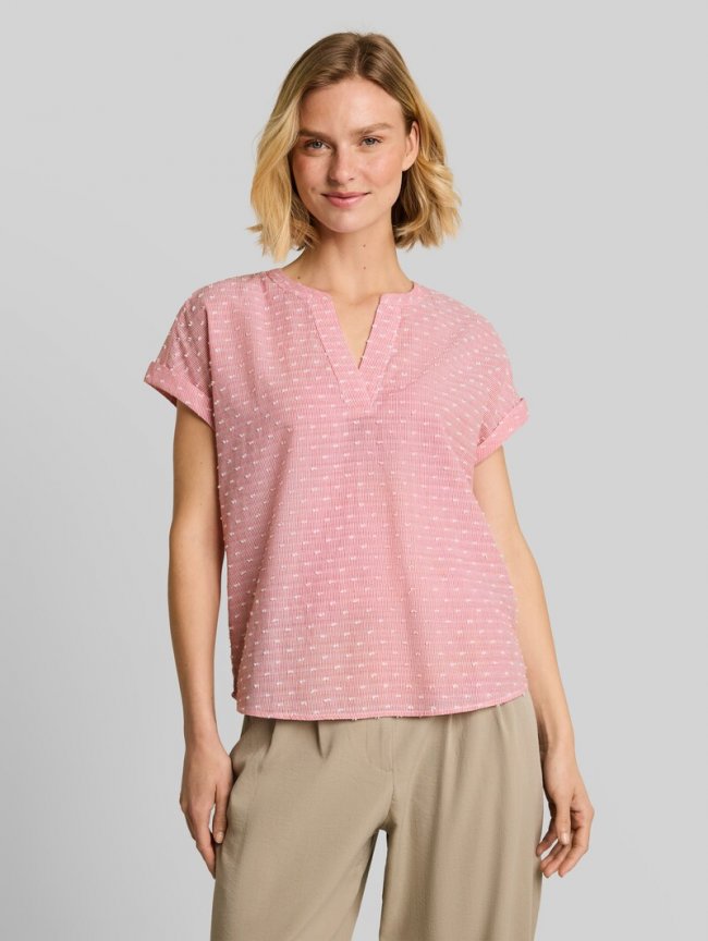 Tom Tailor Loose Fit Bluse mit Stickerei - Red Dobby Stripe Tom Tailor Loose Fit Bluse mit Stickerei - Red Dobby Stripe