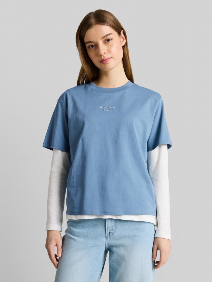 Tom Tailor Boxy Fit T-Shirt mit Stickerei - Spring Lake Blue Tom Tailor Boxy Fit T-Shirt mit Stickerei - Spring Lake Blue