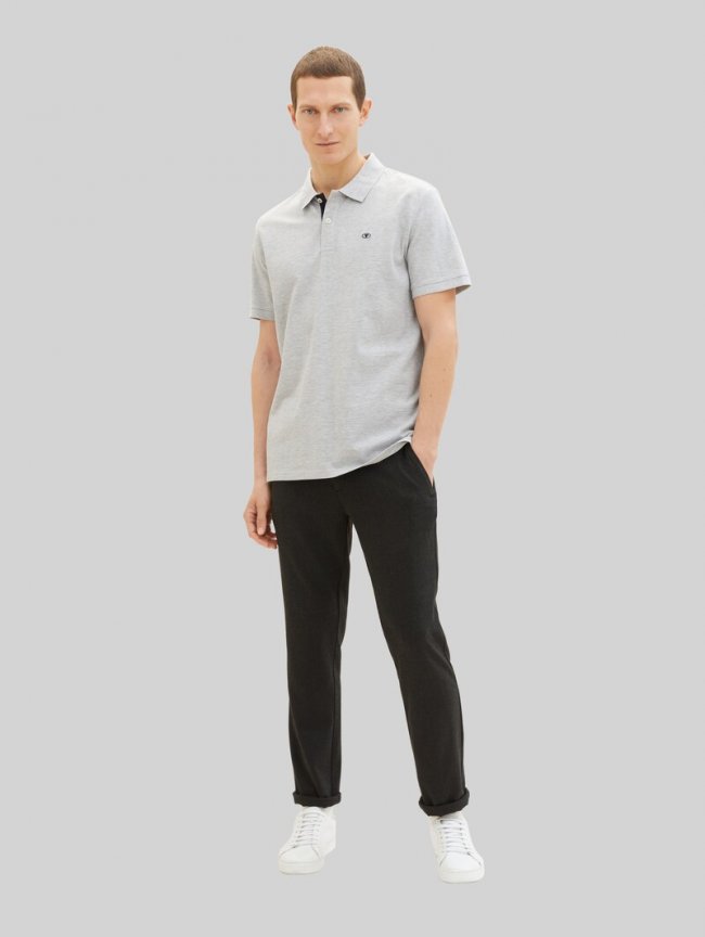 Tom Tailor Piqué Poloshirt mit Logo-Stickerei - Grey Heather Melange Tom Tailor Piqué Poloshirt mit Logo-Stickerei - Grey Heather Melange
