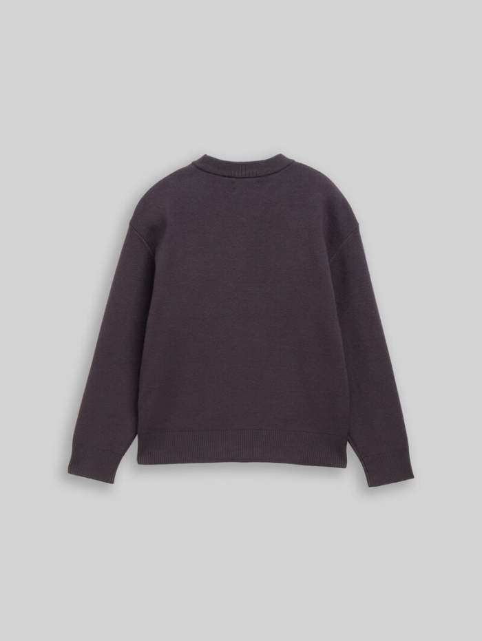 Tom Tailor Oversize Strickpullover mit Print - Coal Grey Tom Tailor Oversize Strickpullover mit Print - Coal Grey
