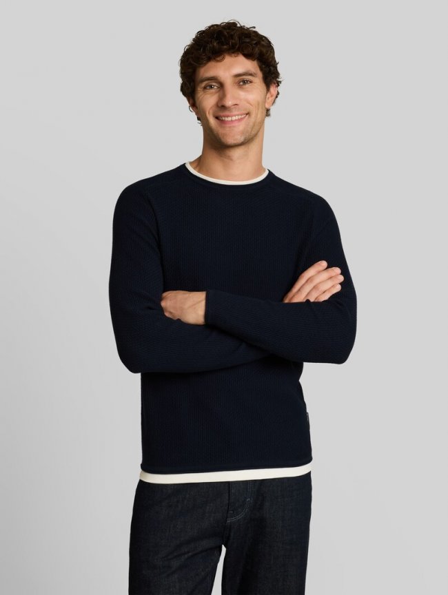 Tom Tailor Strickpullover im 2-in-1-Look - Sky Captain Blue Tom Tailor Strickpullover im 2-in-1-Look - Sky Captain Blue