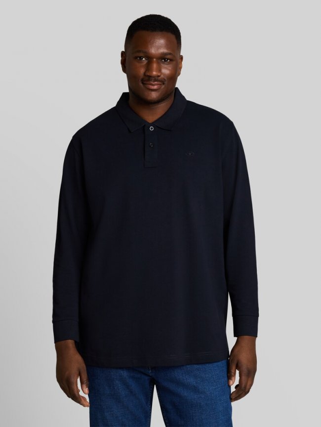 Tom Tailor Plus Size - Langarm Piqué Poloshirt - Sky Captain Blue Tom Tailor Plus Size - Langarm Piqué Poloshirt - Sky Captain Blue
