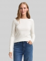 Tom Tailor Slim Fit Langarmshirt mit U-Boot-Ausschnitt - Off White Tom Tailor Slim Fit Langarmshirt mit U-Boot-Ausschnitt - Off White
