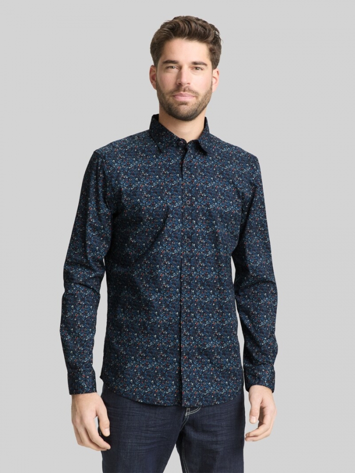 Tom Tailor Fitted Hemd mit Muster - Navy Round Design Tom Tailor Fitted Hemd mit Muster - Navy Round Design