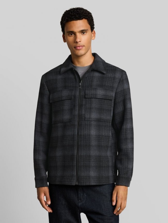 Tom Tailor Relaxed Fit Overshirt mit Karomuster - Black Grey Wool Check Tom Tailor Relaxed Fit Overshirt mit Karomuster - Black Grey Wool Check