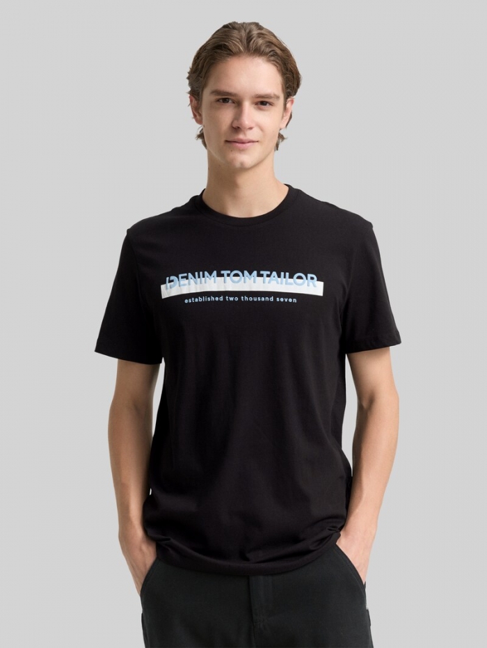 Tom Tailor T-Shirt mit Logo-Print - Black Tom Tailor T-Shirt mit Logo-Print - Black