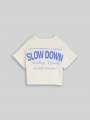 Tom Tailor Cropped T-Shirt mit Rückenprint - Wool White Tom Tailor Cropped T-Shirt mit Rückenprint - Wool White