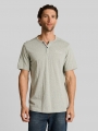 Tom Tailor Henley T-Shirt mit feinem Streifenmuster - Shadow Olive Fine Stripe