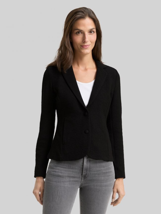 Tom Tailor Slim Fit Blazer mit Glitzer-Effekt - Deep Black Tom Tailor Slim Fit Blazer mit Glitzer-Effekt - Deep Black