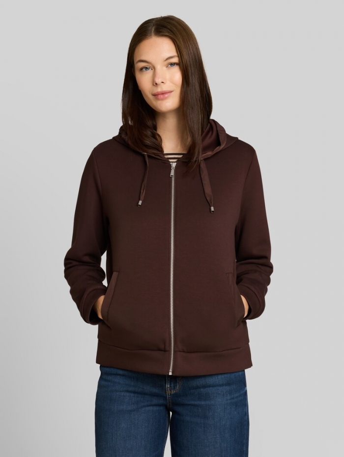 Tom Tailor Hoodie Sweatjacke aus Scuba - Java Dark Brown Tom Tailor Hoodie Sweatjacke aus Scuba - Java Dark Brown