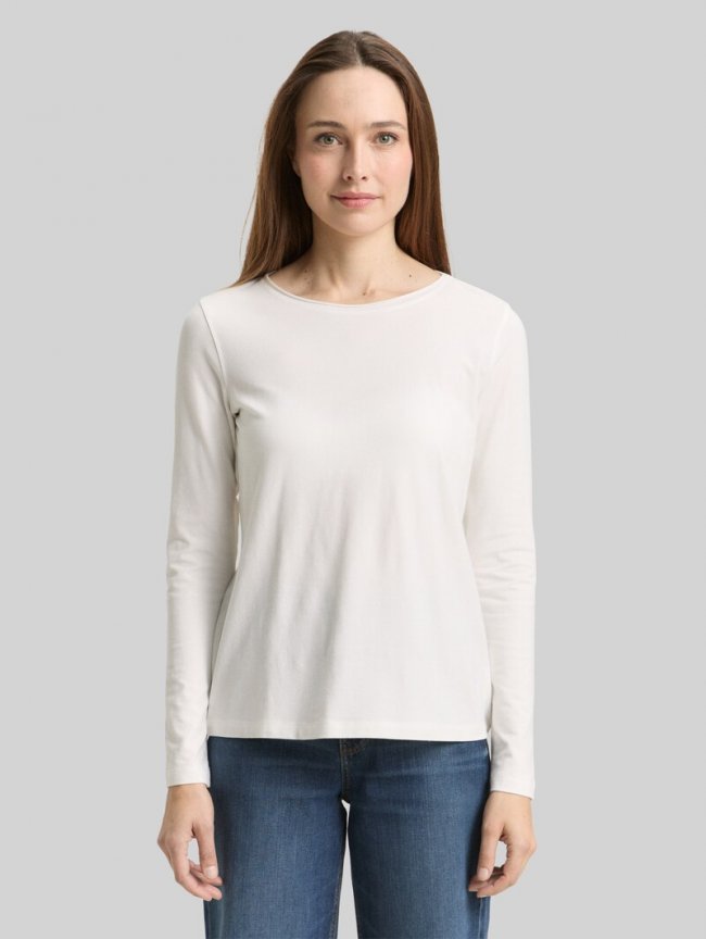 Tom Tailor Basic Langarmshirt - Whisper White Tom Tailor Basic Langarmshirt - Whisper White