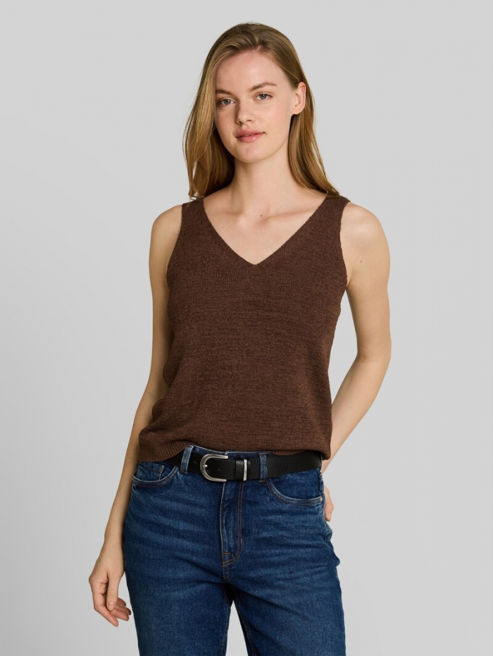 Tom Tailor Relaxed Fit Stricktop mit V-Ausschnitt - Cool Dark Brown Tom Tailor Relaxed Fit Stricktop mit V-Ausschnitt - Cool Dark Brown
