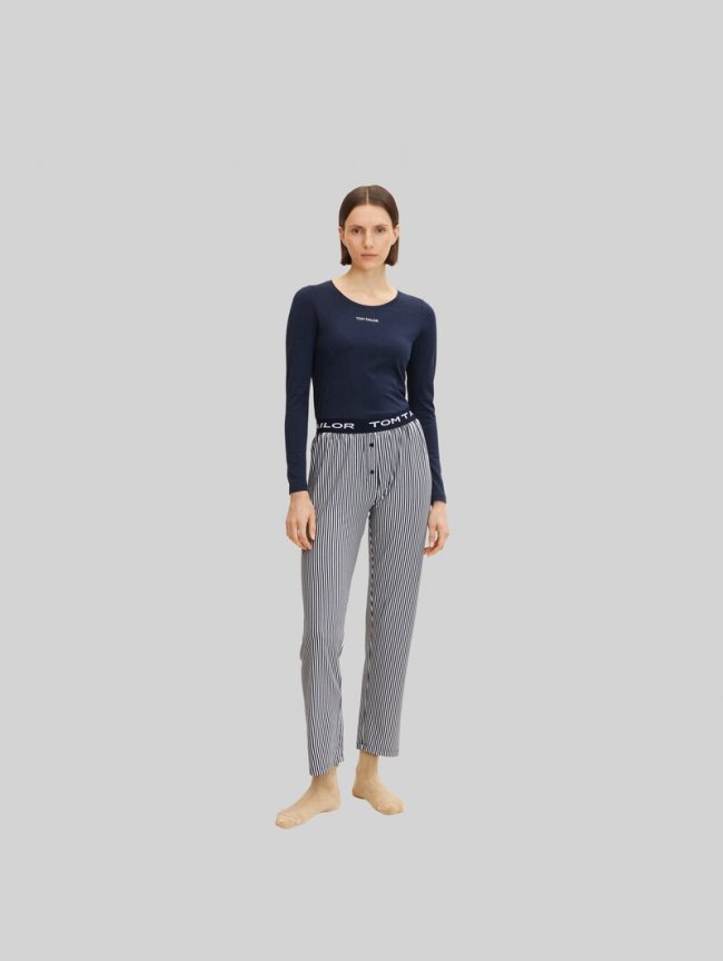 Tom Tailor Pyjamahose mit Streifenmuster - Blue Stripes Tom Tailor Pyjamahose mit Streifenmuster - Blue Stripes