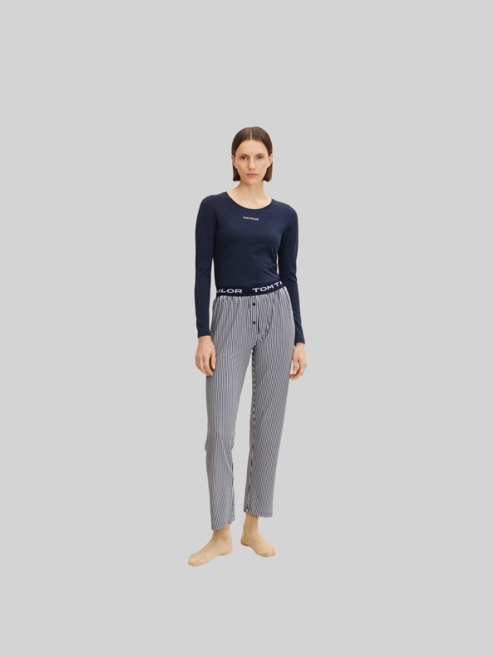 Tom Tailor Pyjamahose mit Streifenmuster - Blue Stripes