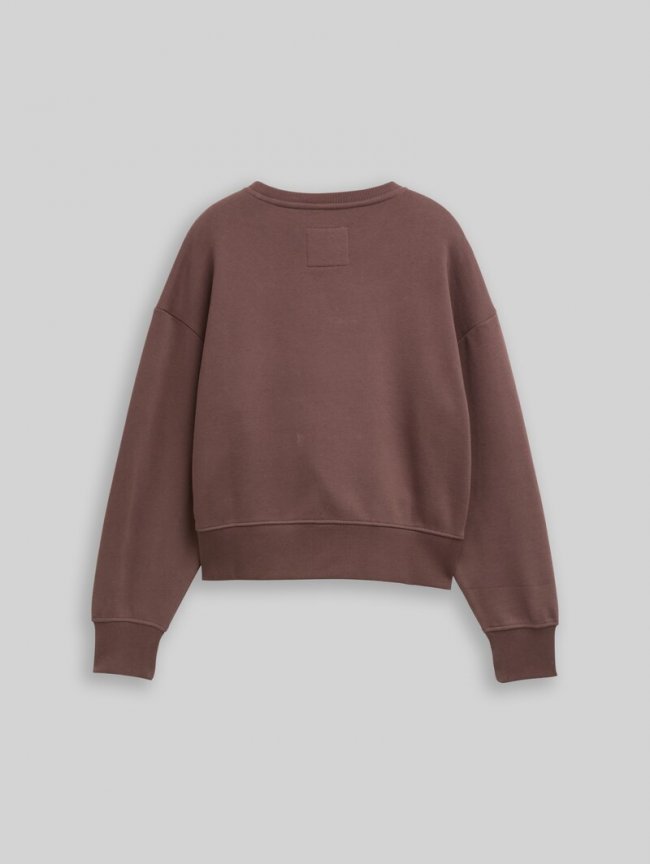 Tom Tailor Basic Sweatshirt mit Badge - Soft Chocolate Brown Tom Tailor Basic Sweatshirt mit Badge - Soft Chocolate Brown
