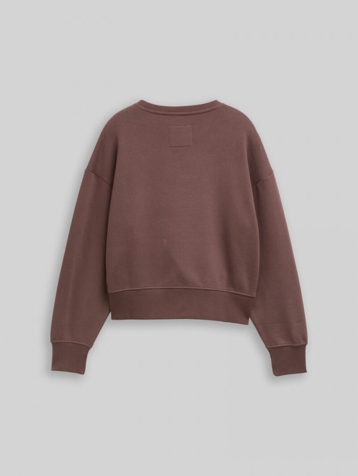 Tom Tailor Basic Sweatshirt mit Badge - Soft Chocolate Brown Tom Tailor Basic Sweatshirt mit Badge - Soft Chocolate Brown
