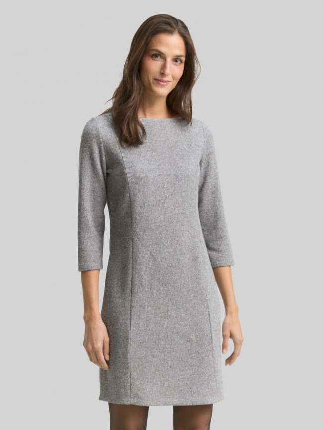 Tom Tailor Cosy Kleid mit 3/4-Arm - Medium Silver Grey Melange Tom Tailor Cosy Kleid mit 3/4-Arm - Medium Silver Grey Melange